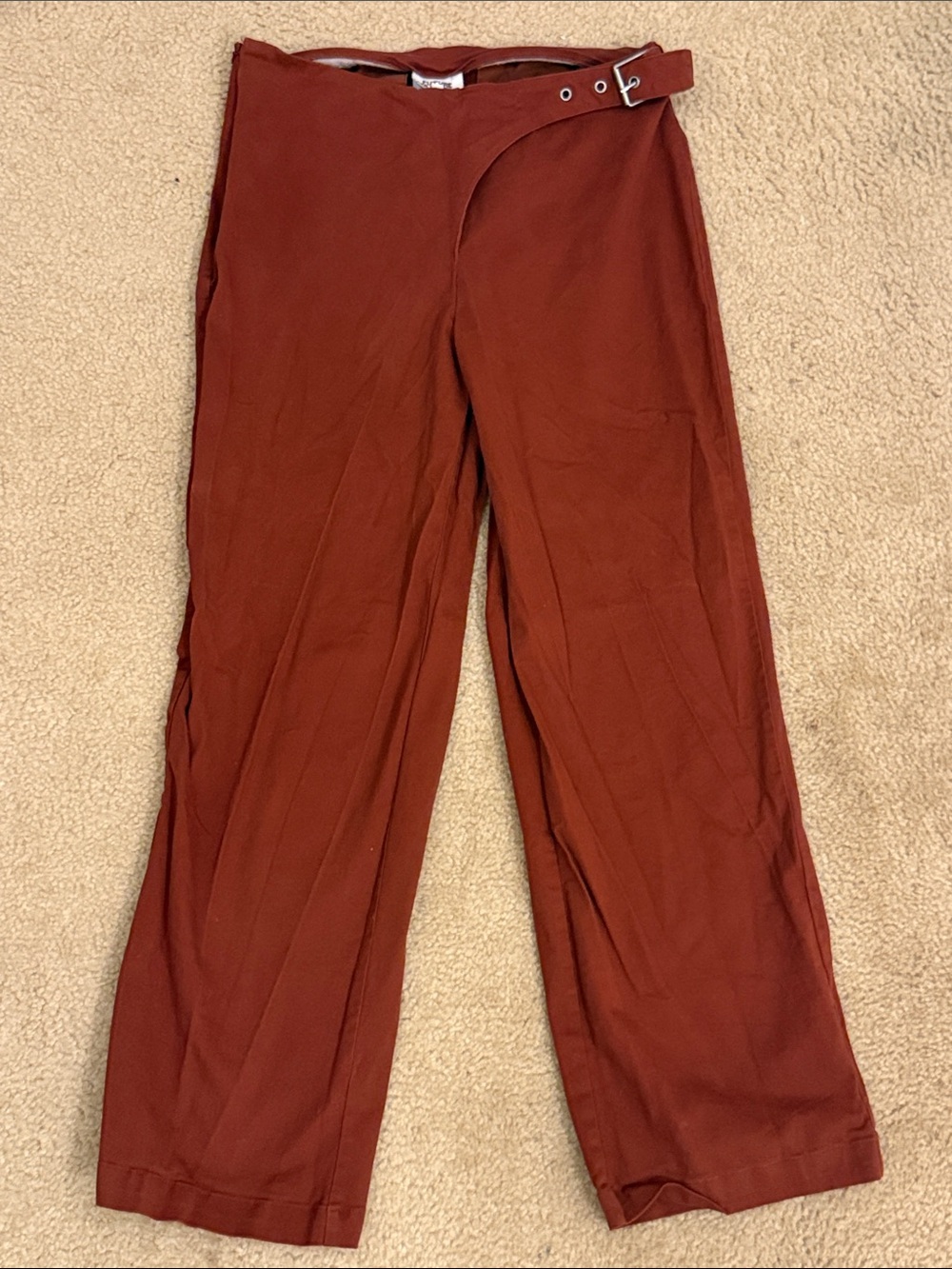 Saddle strap Wide-Leg Pants in Rust